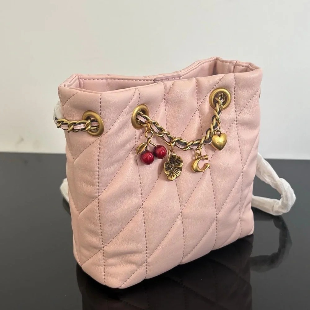 Coach Pink Quilted Crossbody with Charm Chain